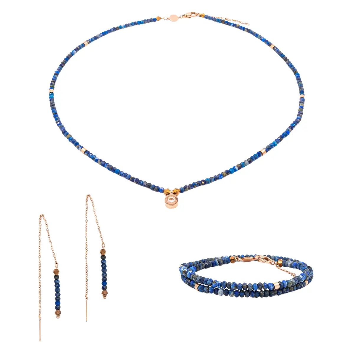 Halskette, Armband und Ohrringe aus Lapislazuli für Frauen Sloya Lumia