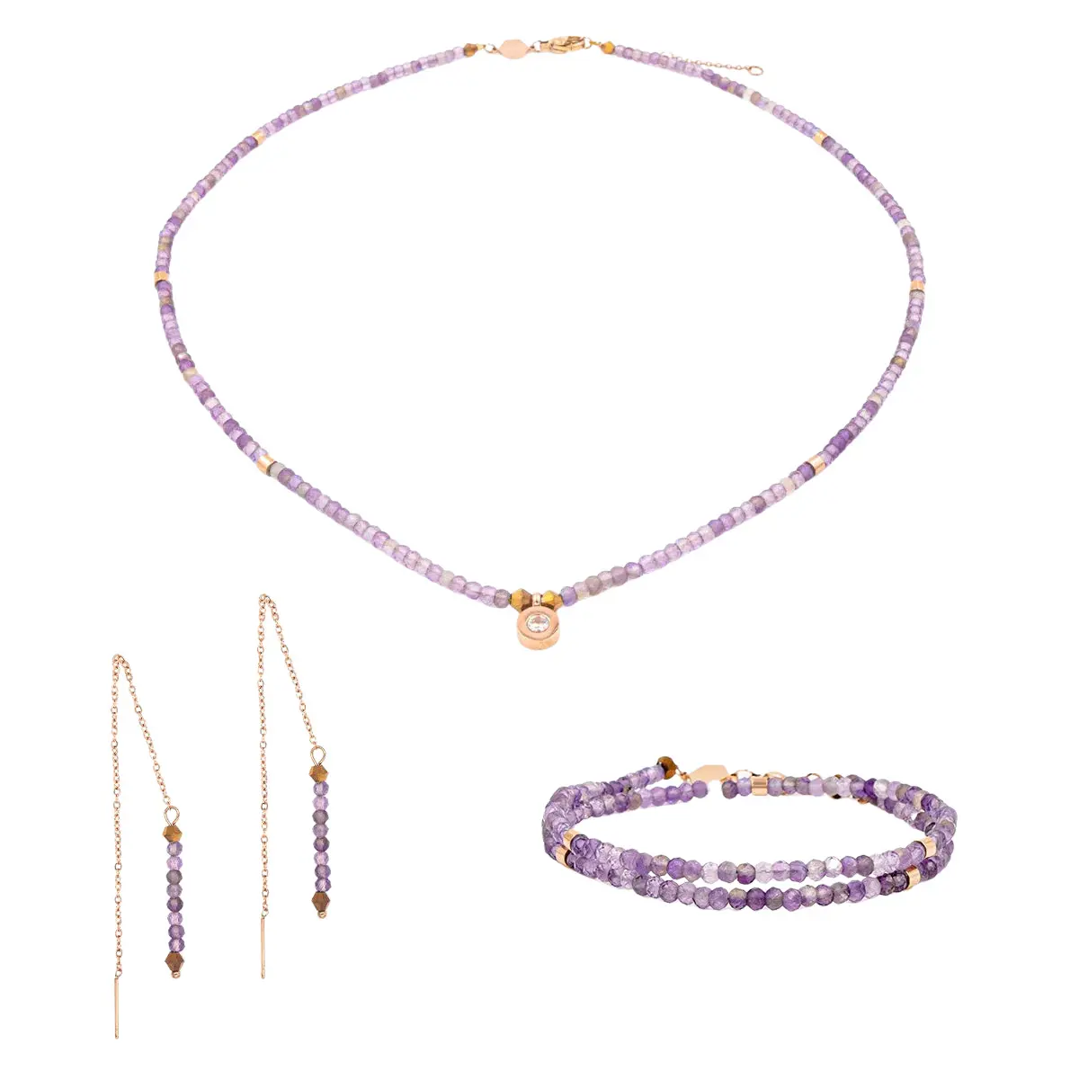 Amethyst-Halskette, Armband und Ohrringe für Damen Sloya Lumia