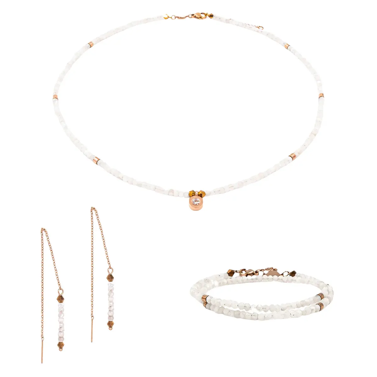 Collier, Armband und Ohrringe aus Mondstein für Frauen Sloya Lumia