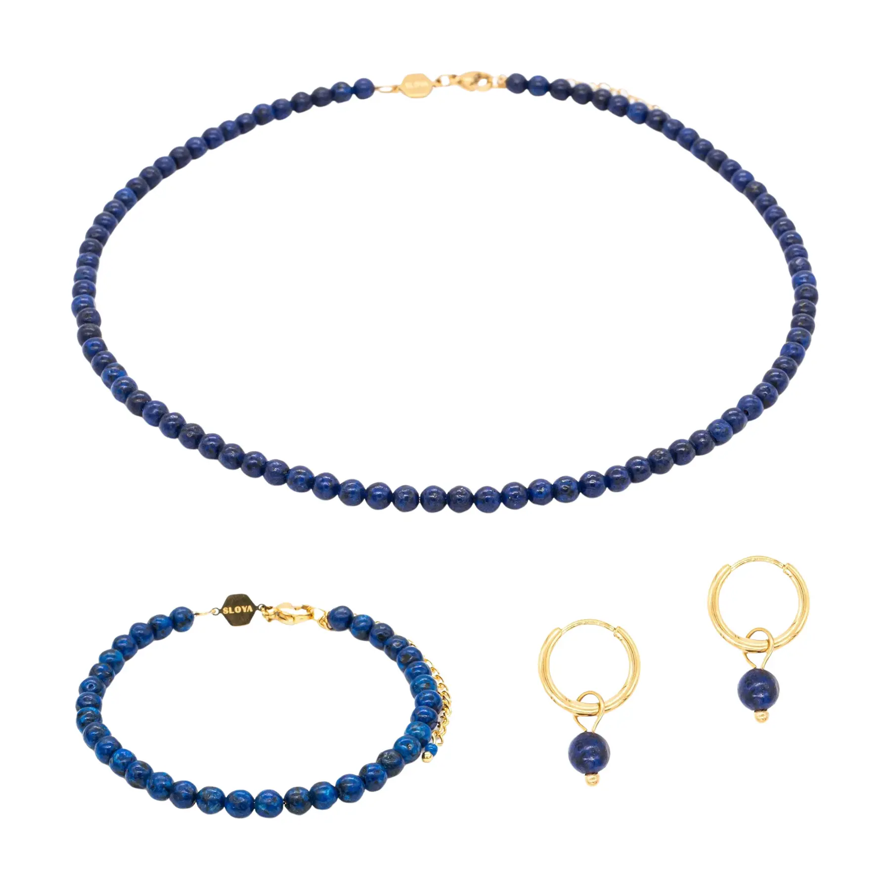 Collana, bracciale e orecchini in pietra lapislazzuli donna Sloya Serena