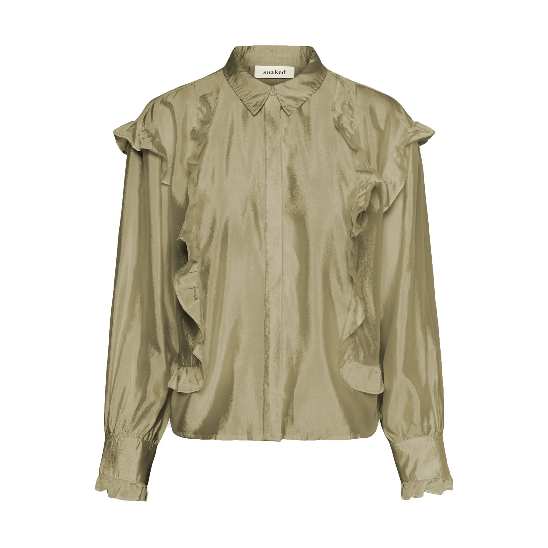Soaked In Luxury Women's Green Long Sleeve Shirt Karolina