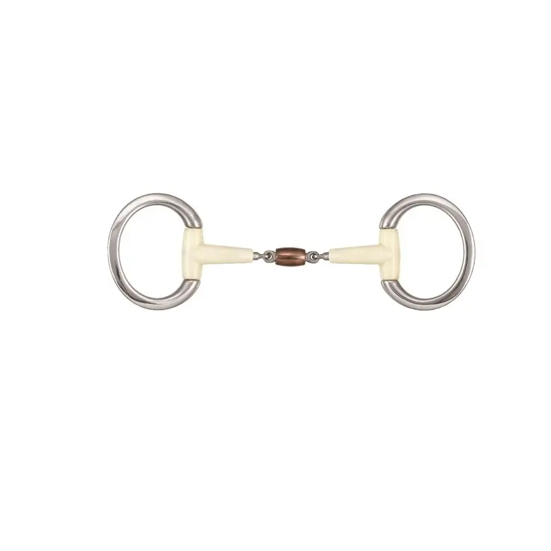 Copper roller double-jointed olive snaffle bit for horse Soyo Flat Ring Contour