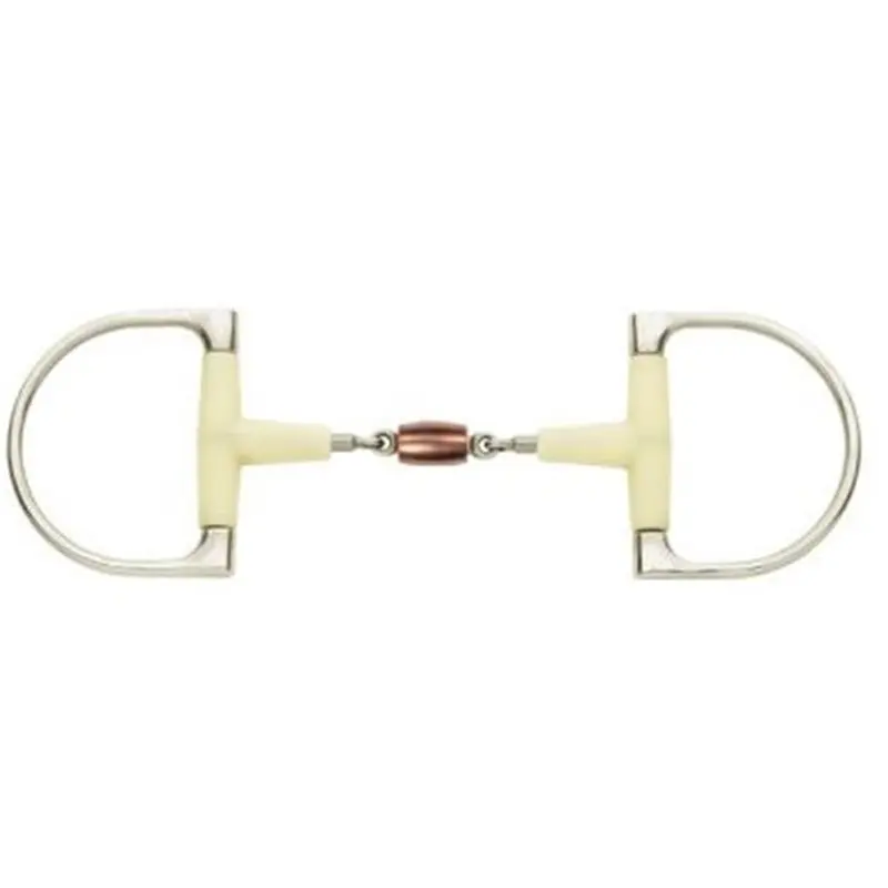 Verdun bit for round horse in D double joint with copper roller Soyo