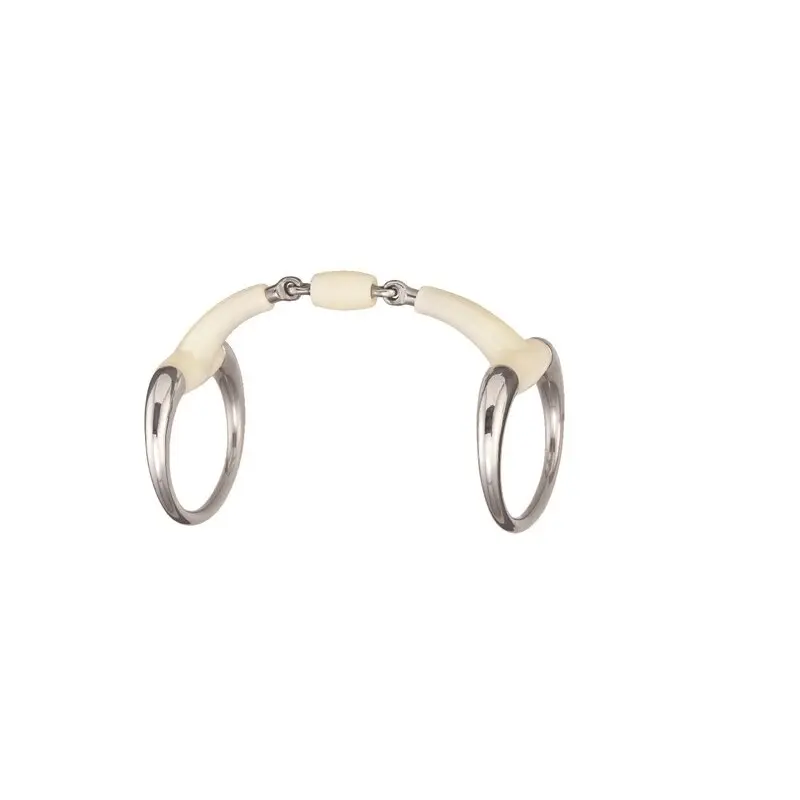 Olive bit for horse round ring double joint + roller Soyo Happy mouth
