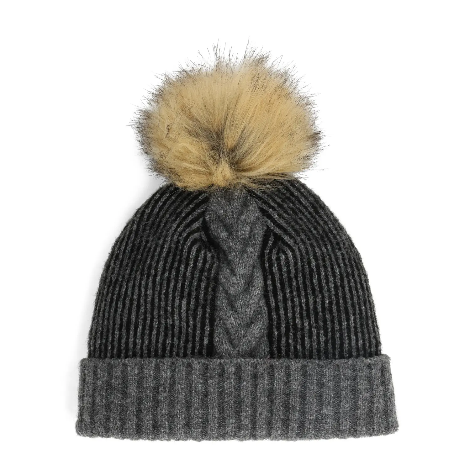 Dames muts met nepbont pompon Spyder Plait