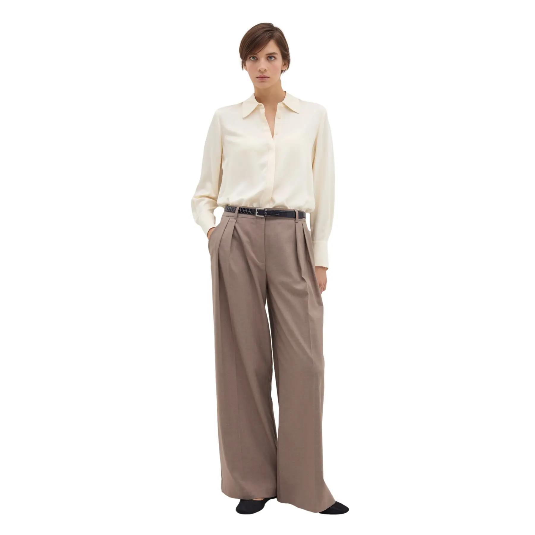 Camicia maniche lunghe in seta effetto satinato donna