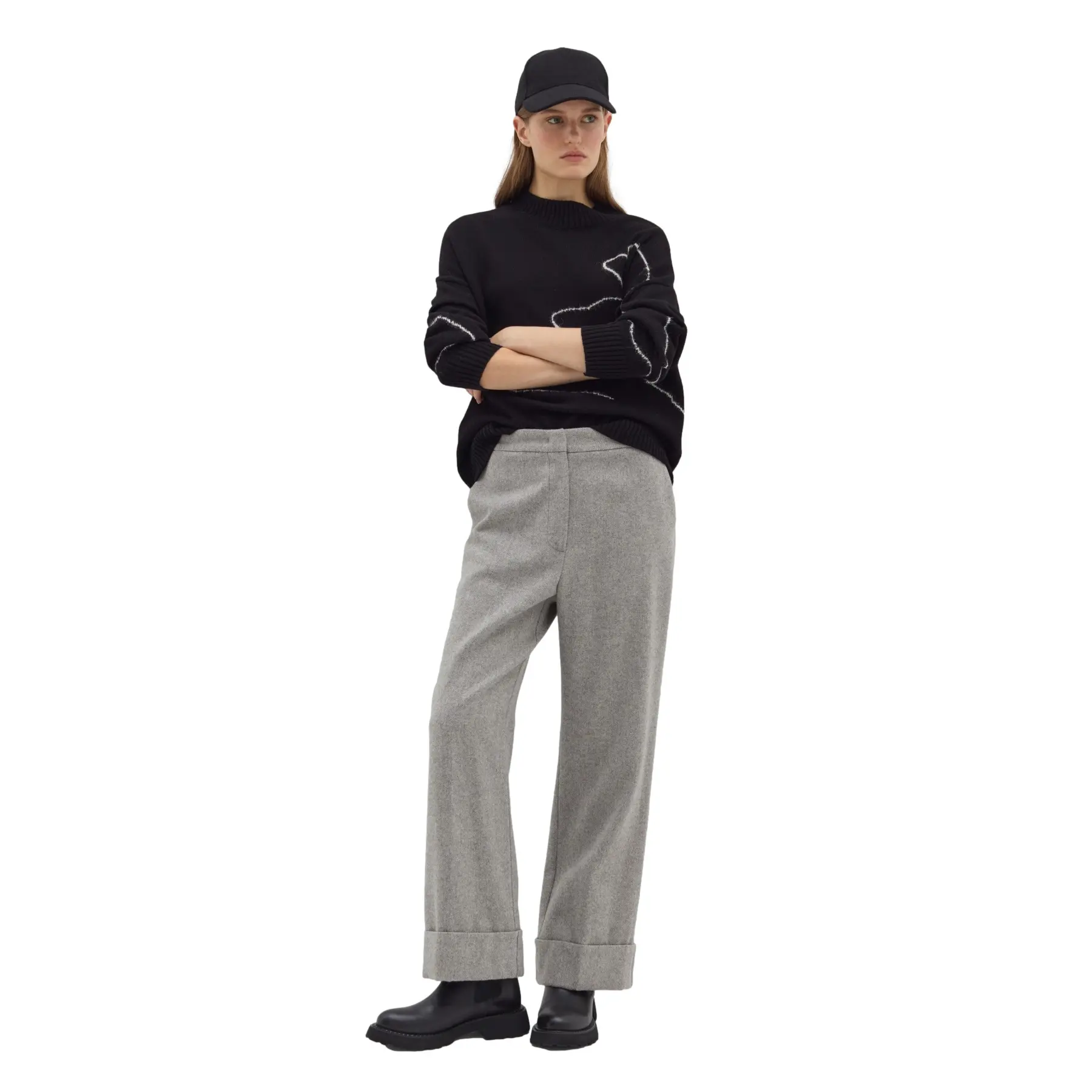 Pantaloni dritti in lana fresca donna Stefanel