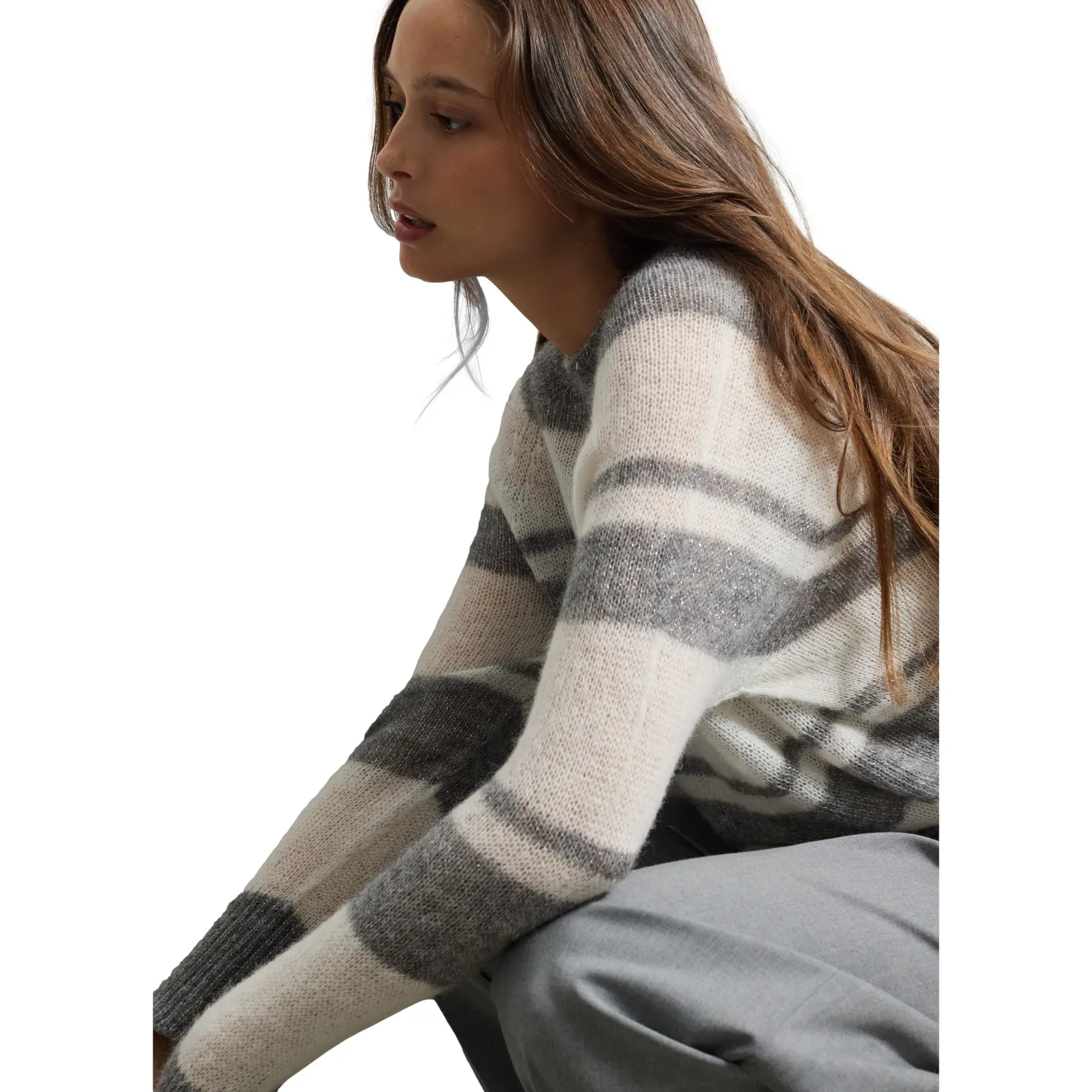 Maglione girocollo in misto alpaca donna