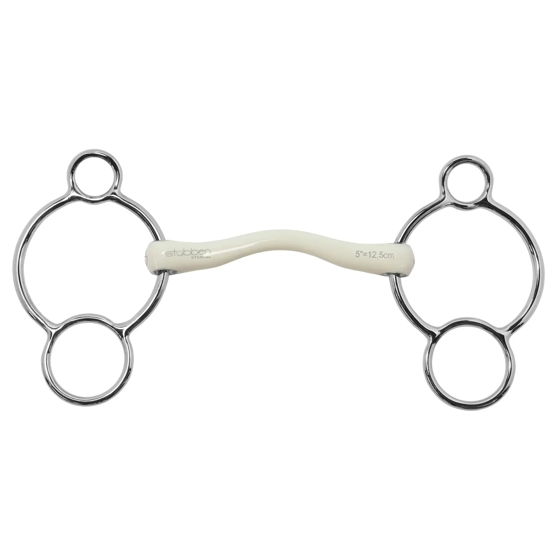 Three-ring snaffle bit for horse Stübben Fine Line Flex