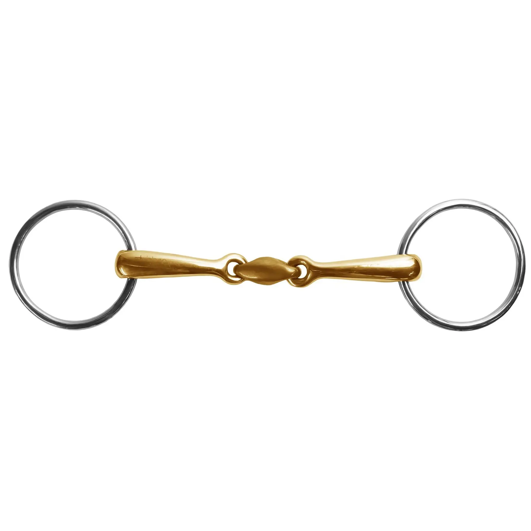 Two-ring snaffle bit with double joint for horse Stübben