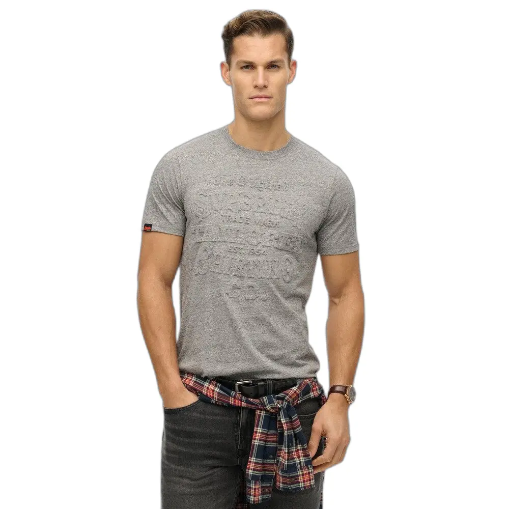 Superdry Gris Lässiges T-Shirt Mit Erhabenem Logo