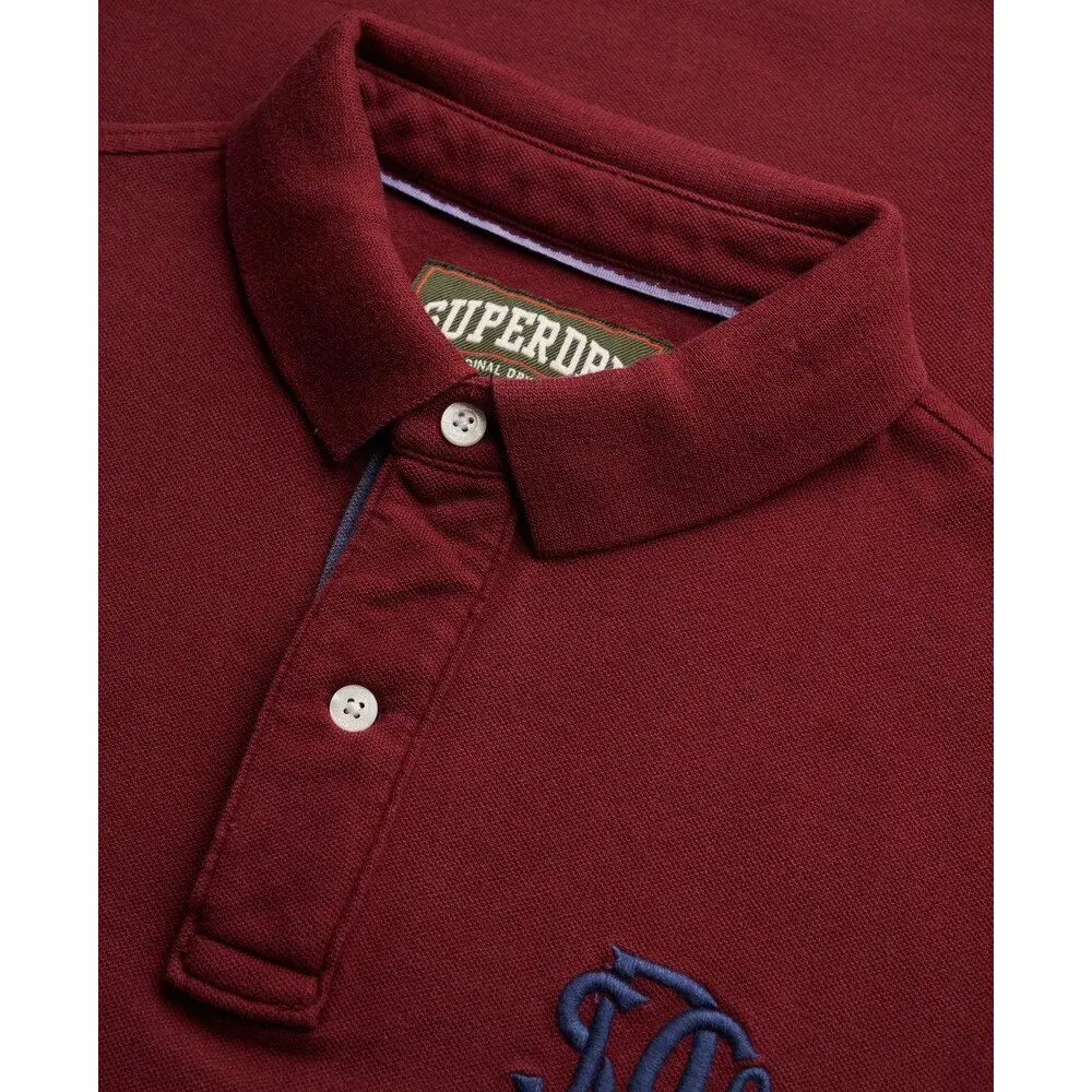 Superdry Pique Monogram Korte Mouw Poloshirt Rood L Man