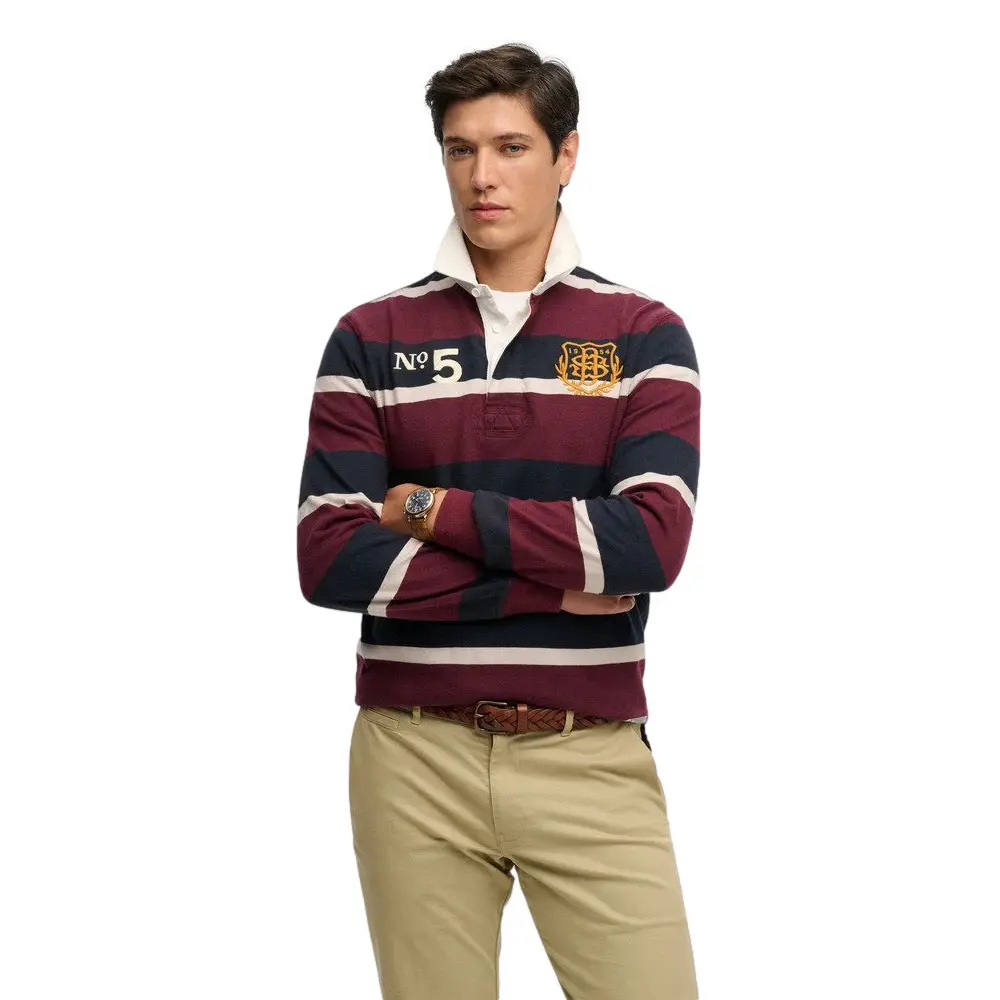 Gestreept polo met lange mouwen dubbele embleem Superdry Rugby