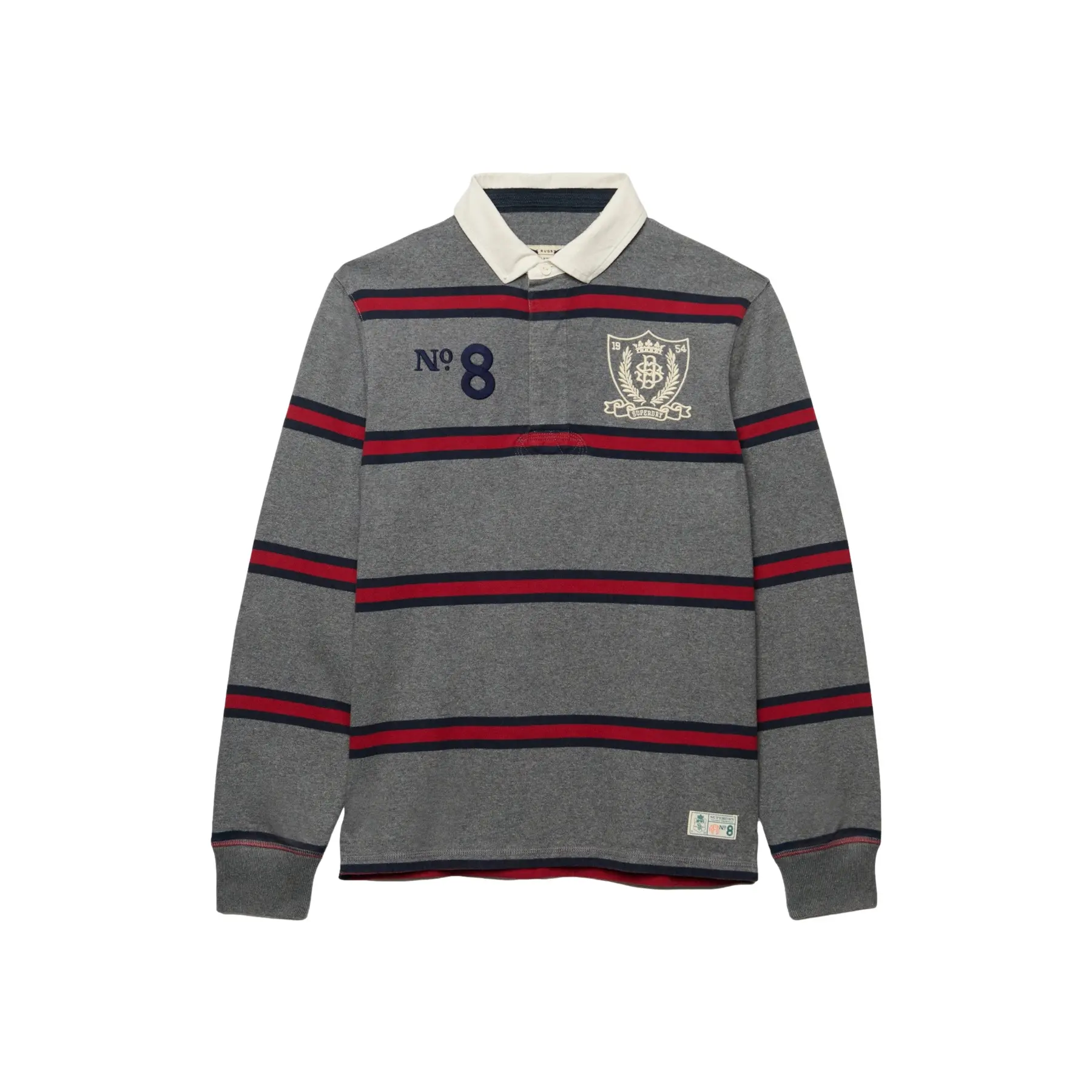 Polo manches longues rayé à double emblème Superdry