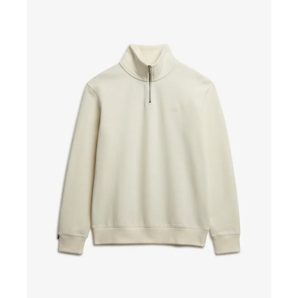 Sweat shirt Superdry Half Zip Pullover Henley Essential Ecru EU - vue 2