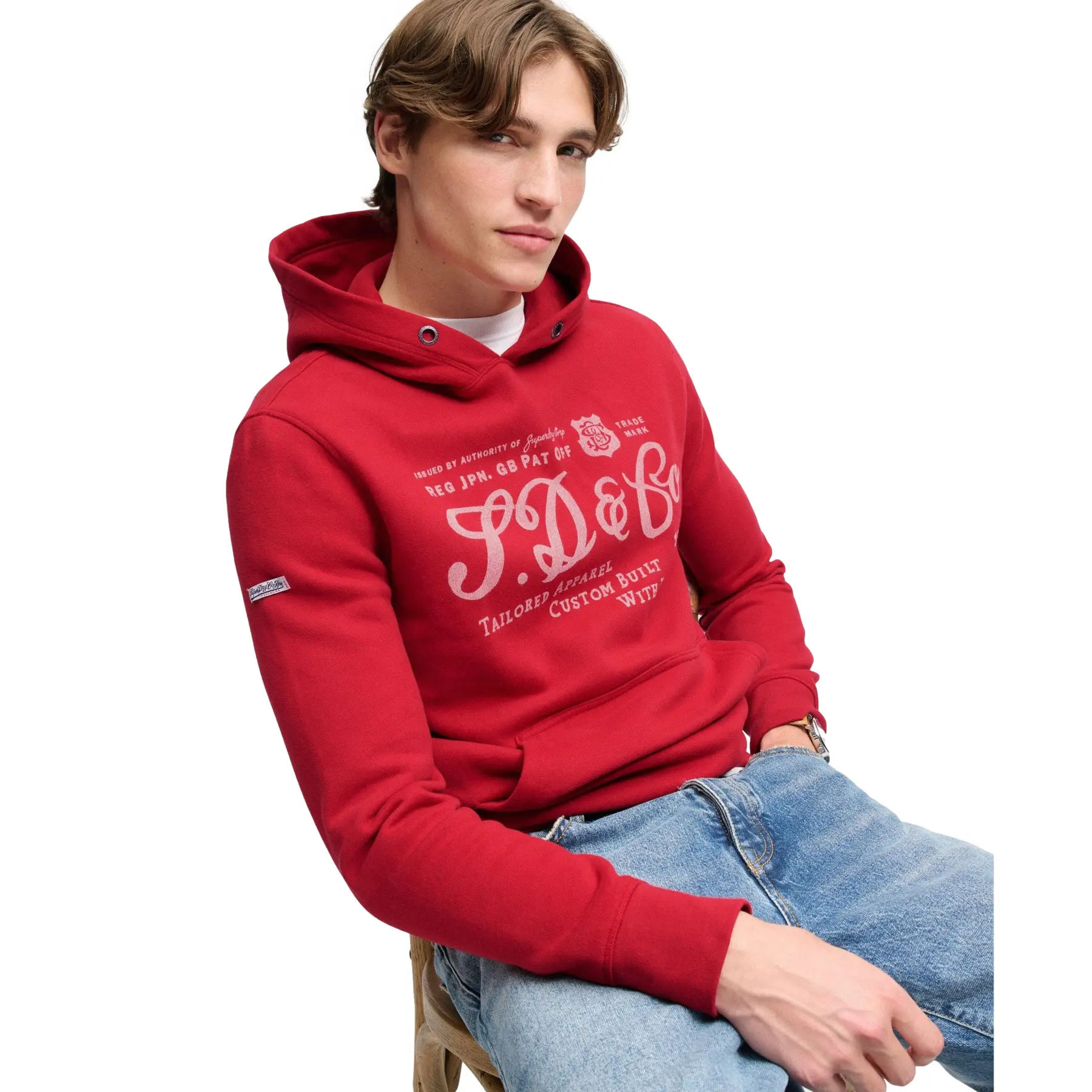 Superdry Uomo Rouge Felpa Con Cappuccio Vintage