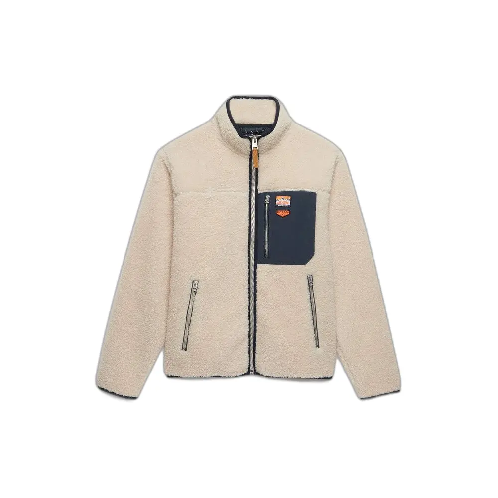 Superdry Vest Vintage Retro Full Zip Fleece M2014623a Oatmeal/olive Mannen Maat - S