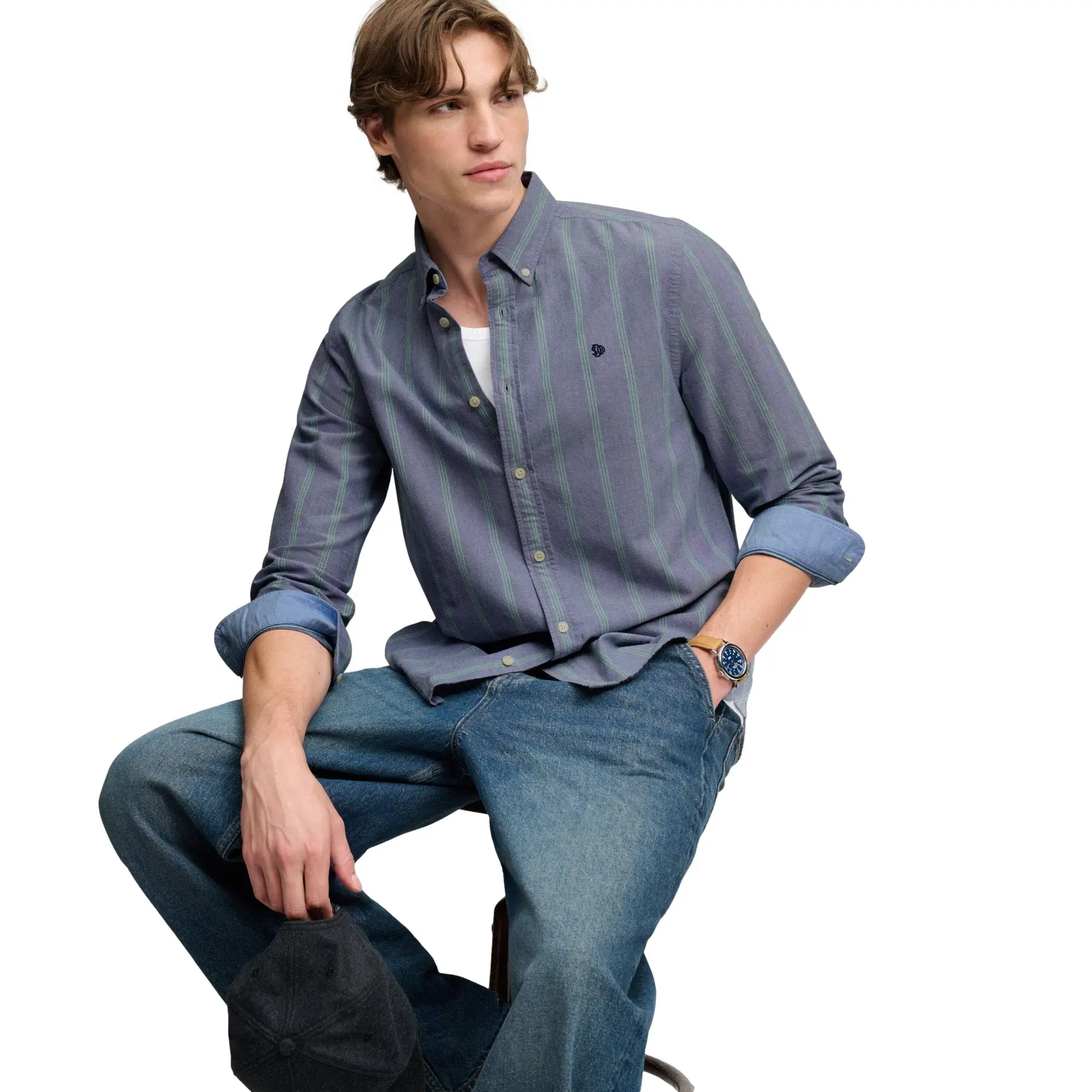 Superdry - Preppy Oxford Overhemd Relaxed Pasvorm - Heren - Lange mouwen shirts