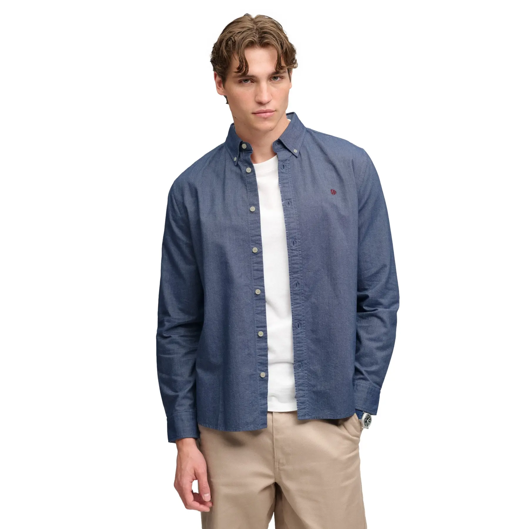 Superdry - Preppy Oxford Overhemd Relaxed Pasvorm - Heren - Lange mouwen shirts