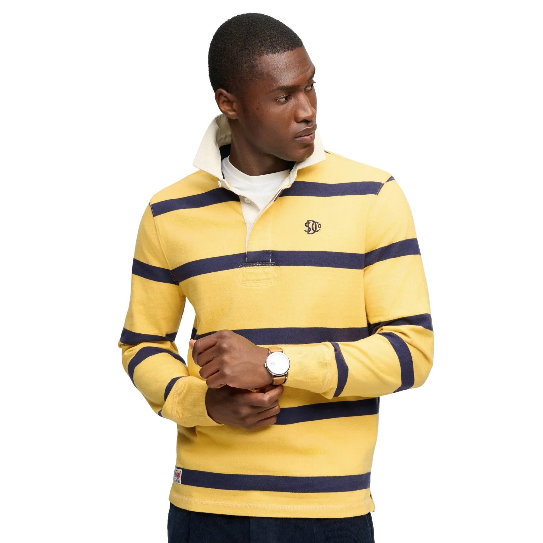 Superdry Homme Polo Athletic Stripe Rugby Coupe Décontractée Yellow - vue 2