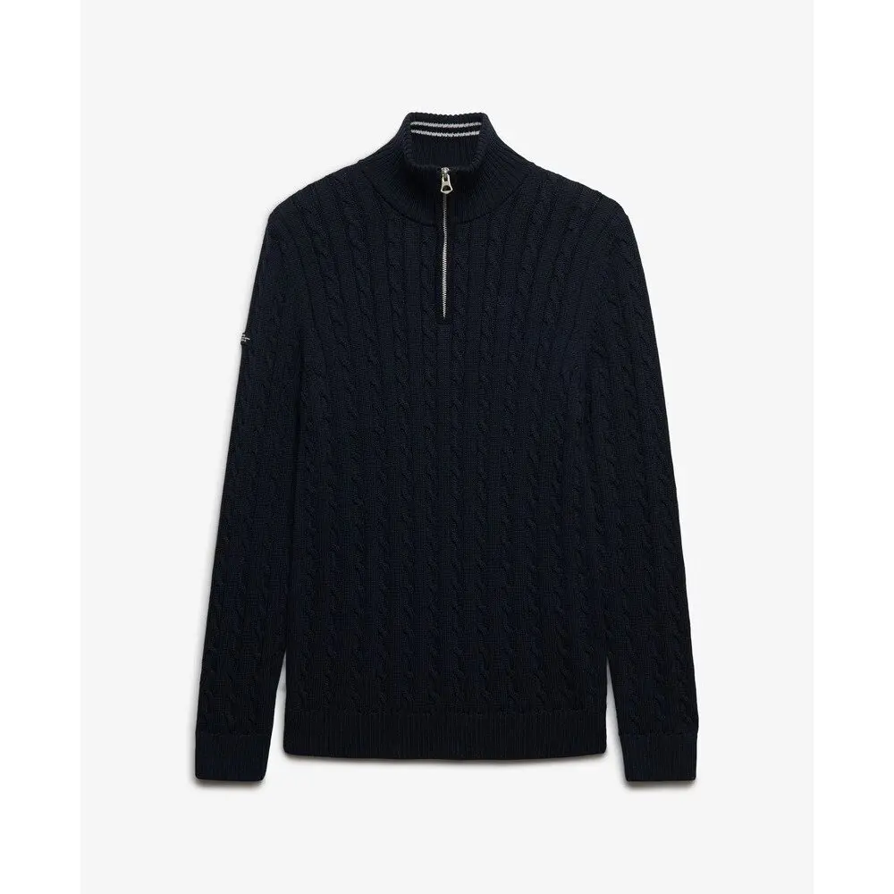 Superdry - Preppy Cable Half-Zip Trui Slanke Pasvorm - Heren - Sweaters