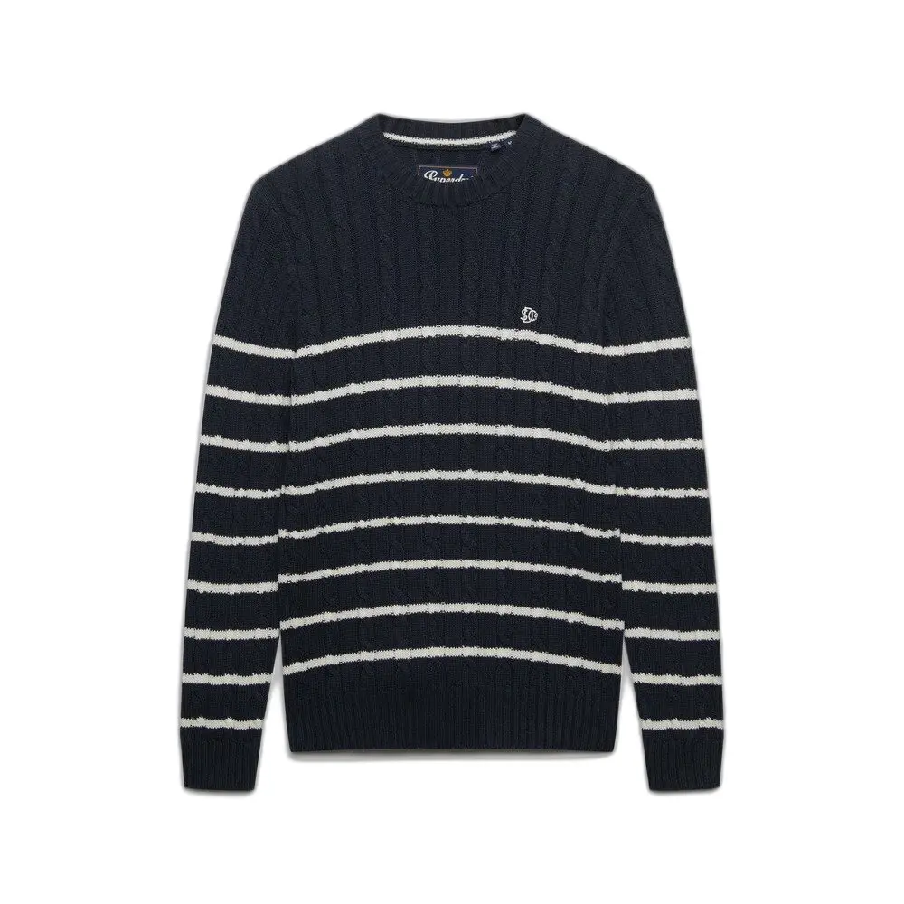 Superdry Homme Pull en Maille Torsadée à Rayures en Coton - vue 2