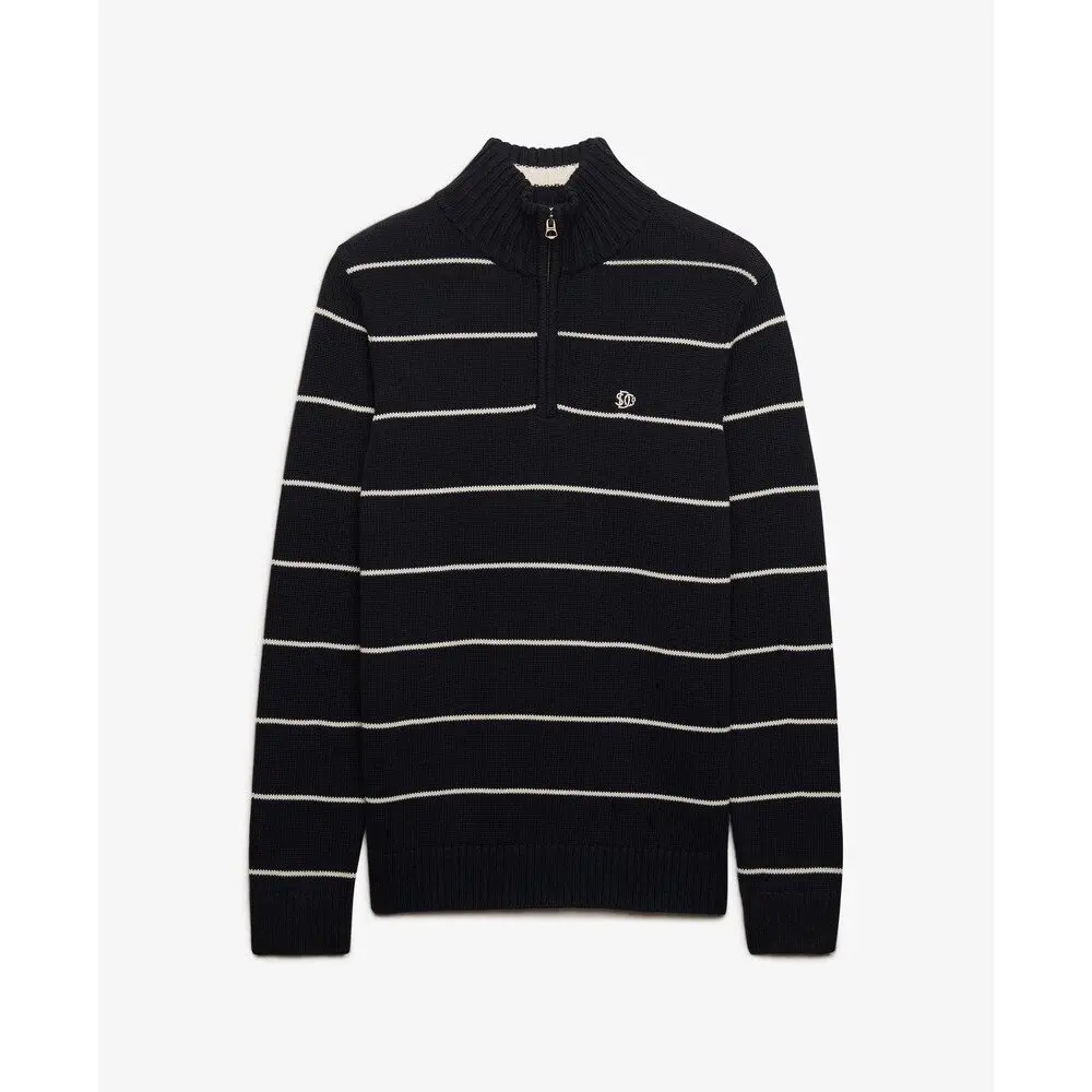 Superdry Homme Pull Rayé Demi zip Coupe Ajustée - vue 2