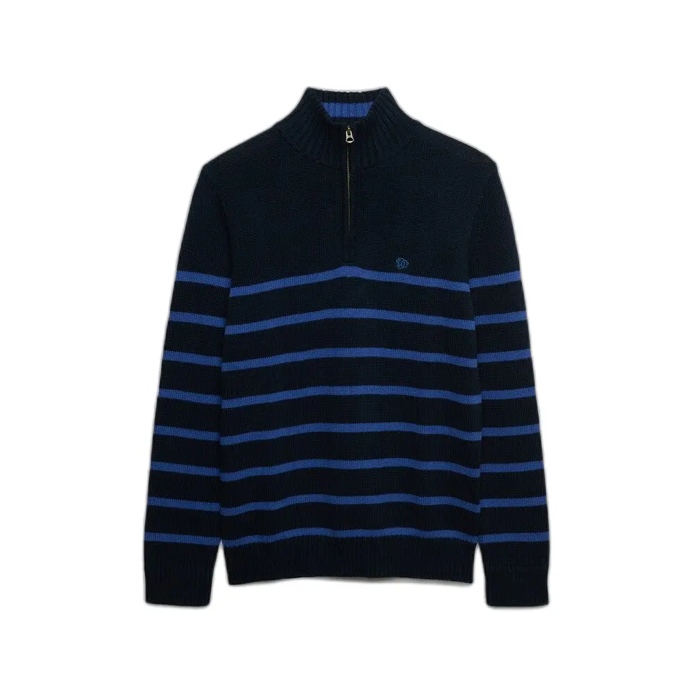 Pull maille à demi zip rayé en coton Superdry