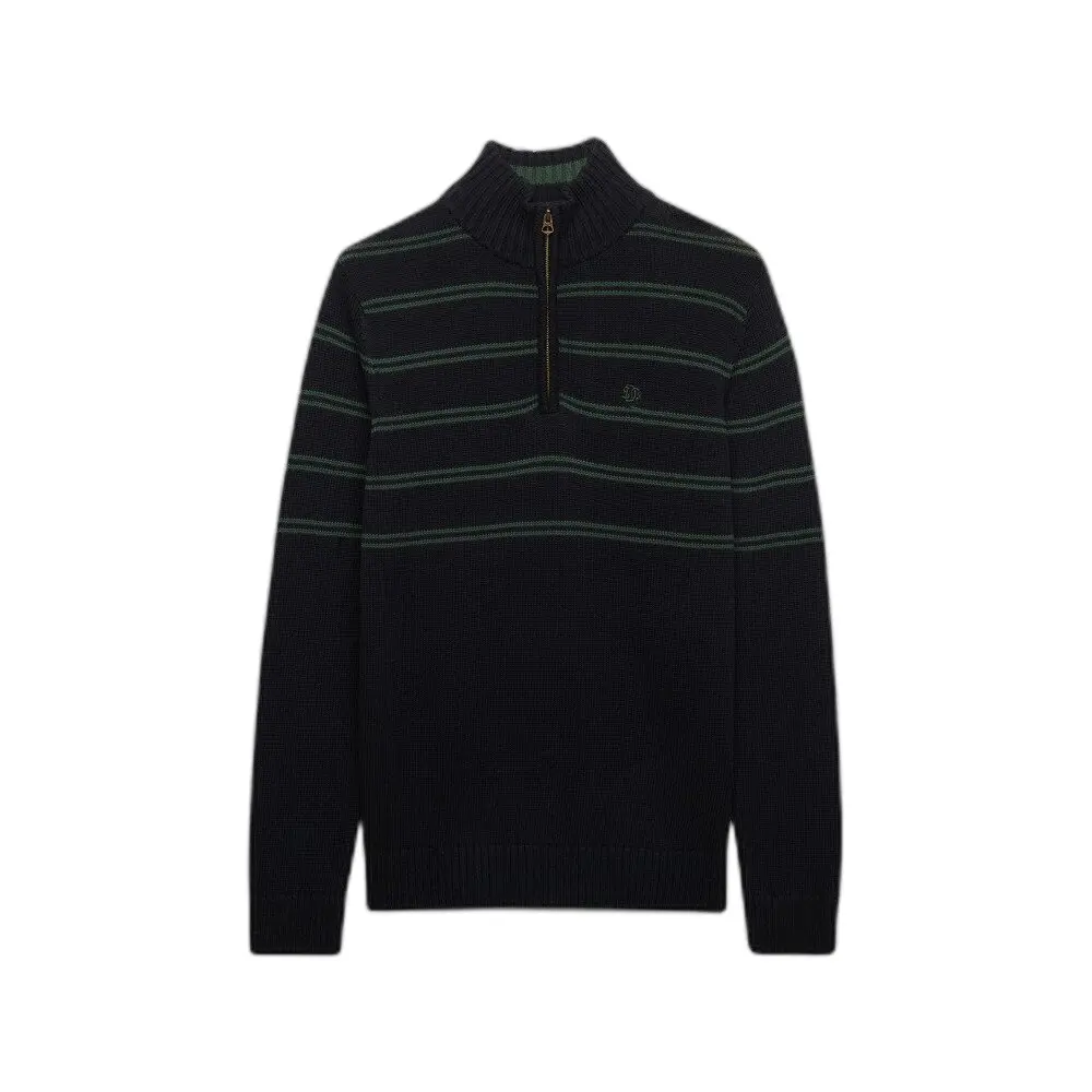 Pull maille à demi zip rayé en coton Superdry