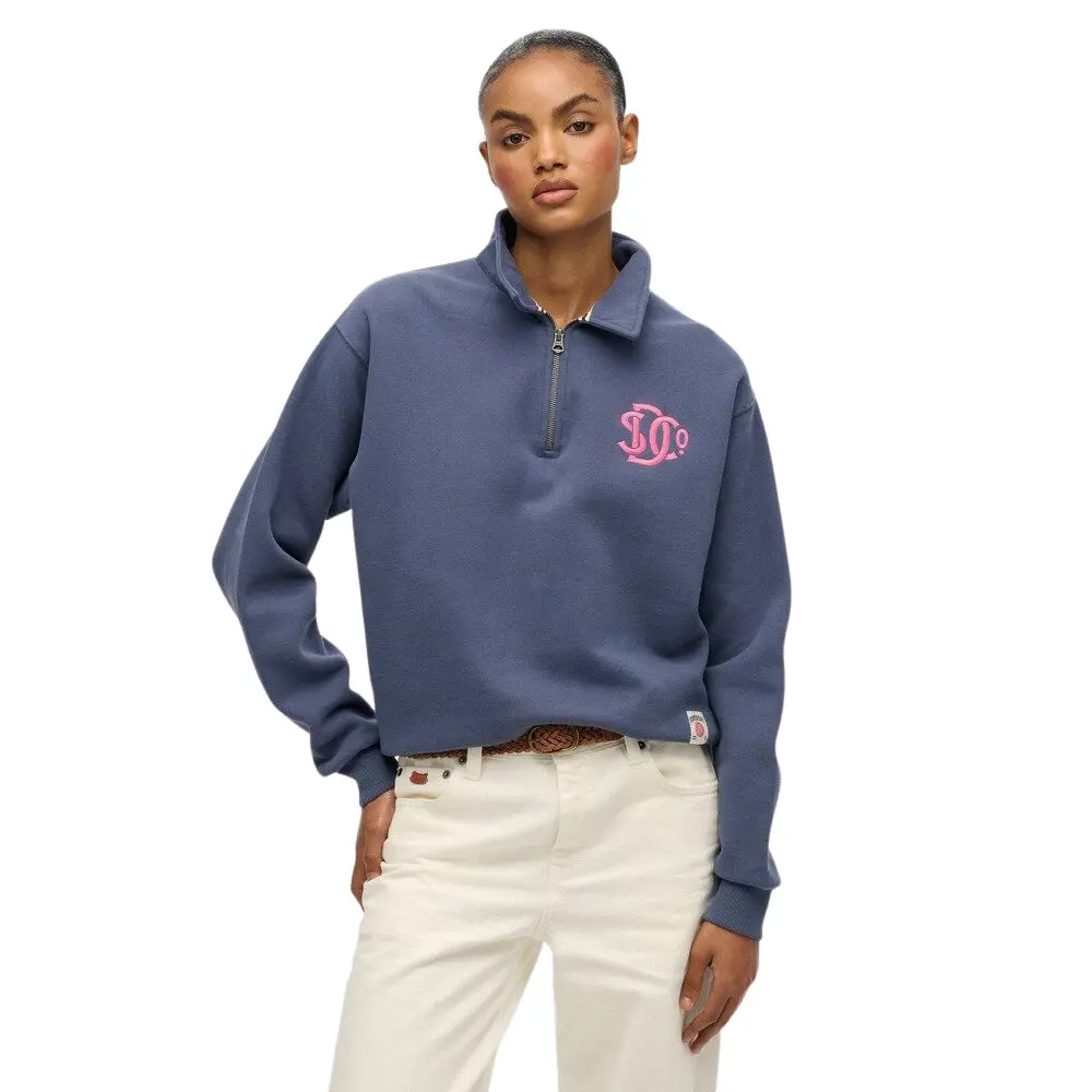Sweatshirt collet half Zip femme Superdry Sd&co Neon