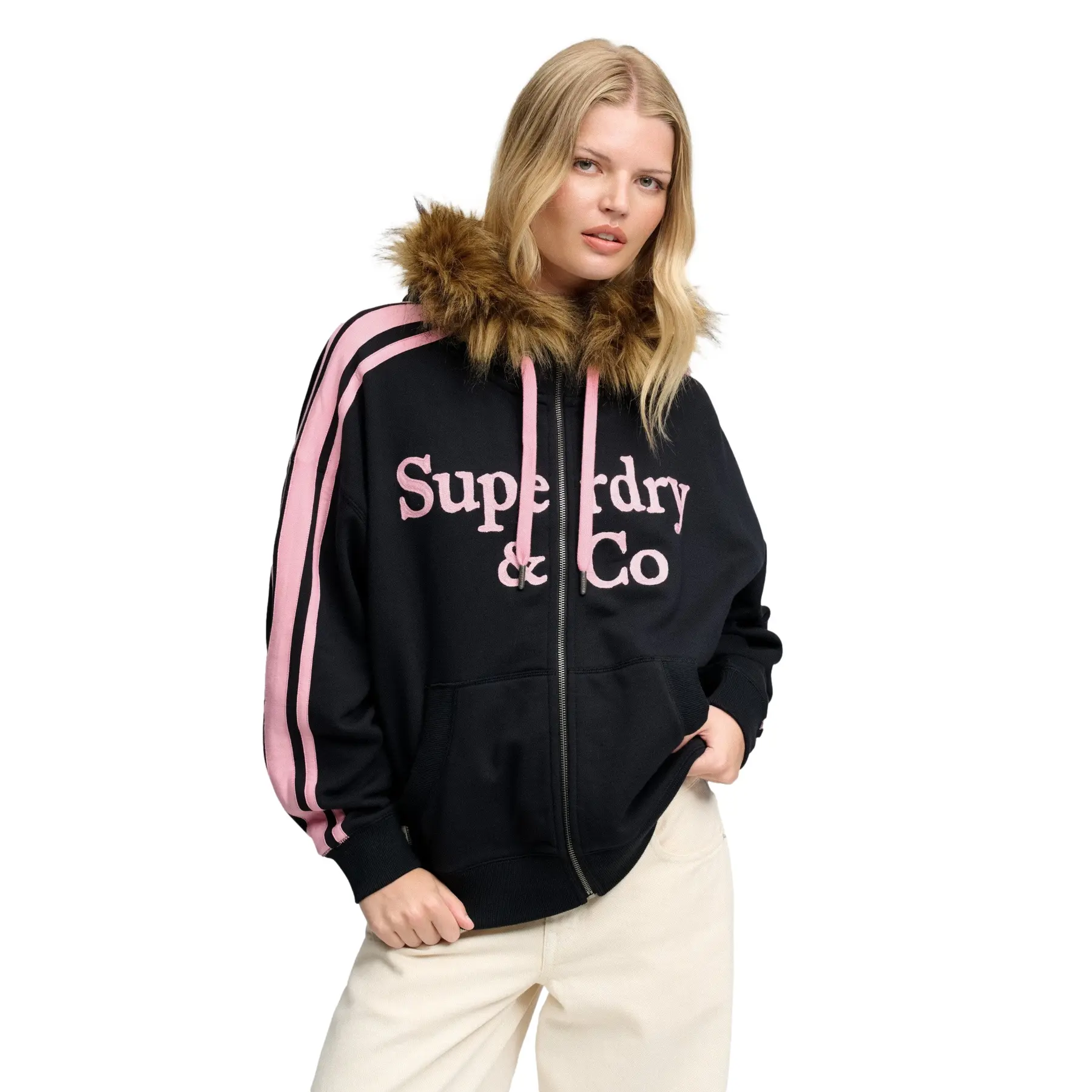 Sweatshirt à capuche zippé femme Superdry Vintage Fur
