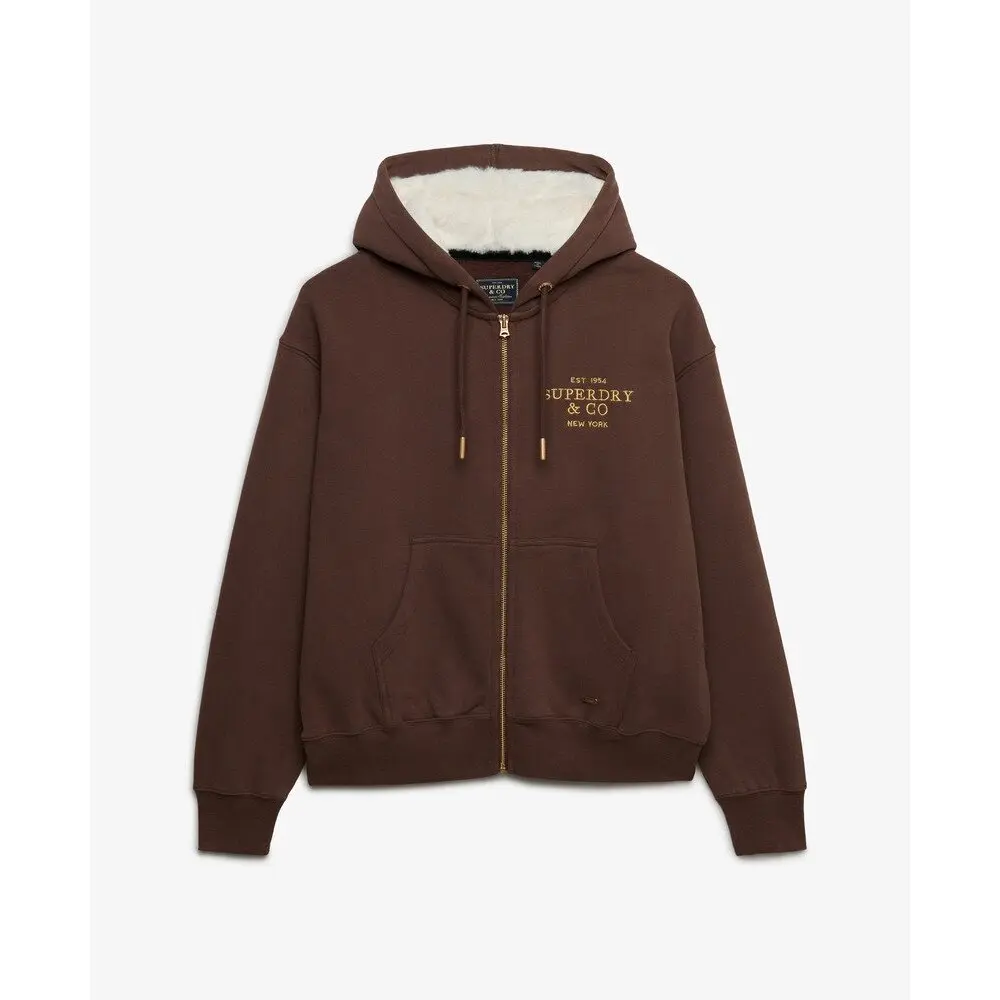 Felpa con cerniera a cappuccio da donna Superdry Luxe