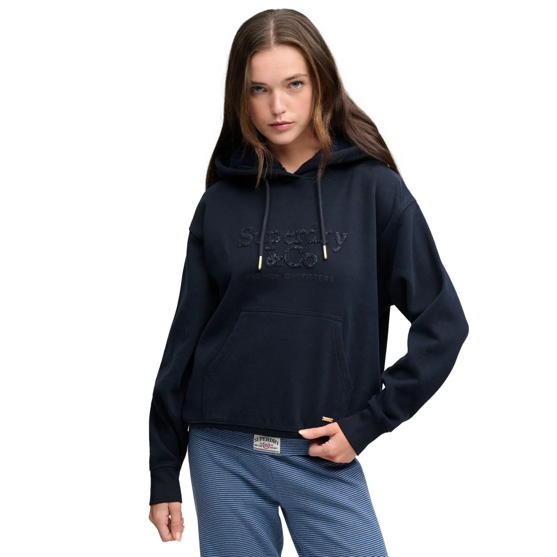 Felpa con cappuccio in paillettes donna  Company Logo