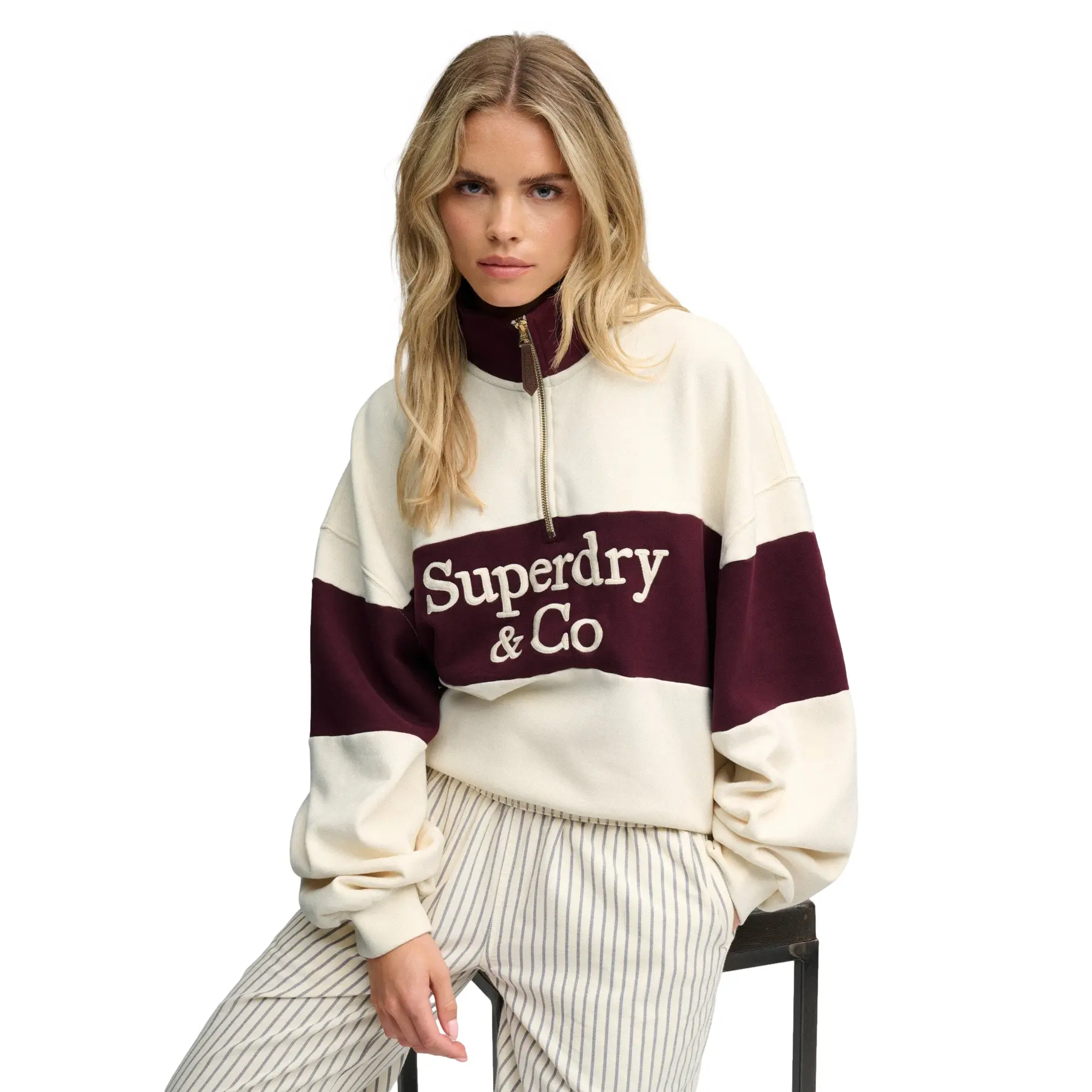 Sweatshirt demi zip femme Superdry Company Logo