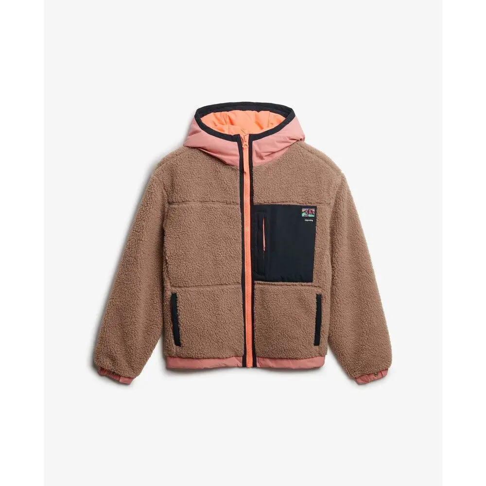 Superdry Vintage Sherpa Fleece Jas Beige Grootte: 36