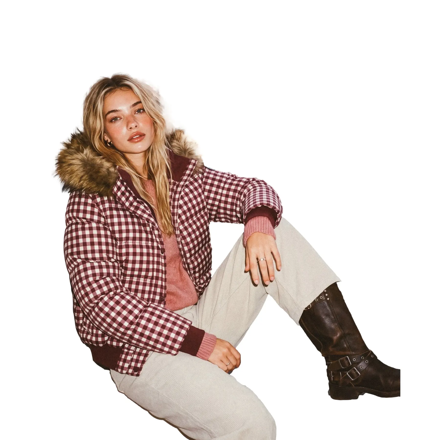 Superdry Femme Veste Bomber Everest Check à Capuche Coupe Ajustée - vue 9