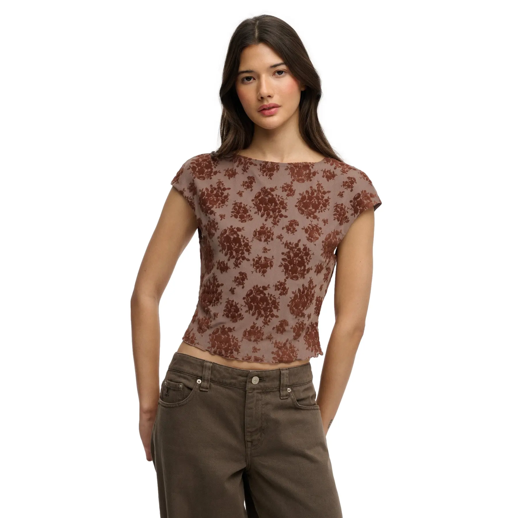 T shirt en maille floquée femme Superdry