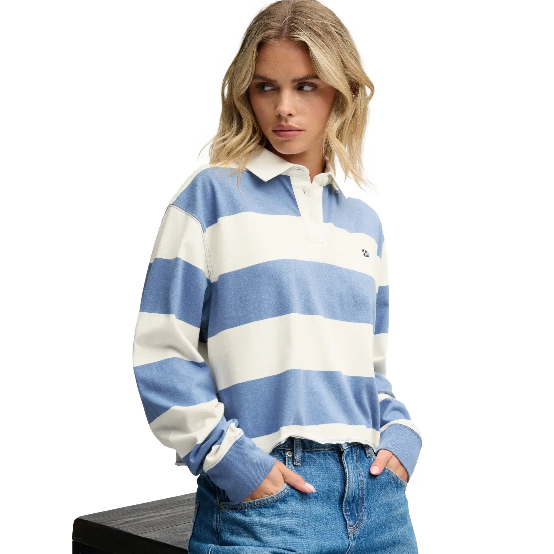 Superdry Femme Top Rugby Athletic Essentials Rayé Coupe OverTaille - vue 2