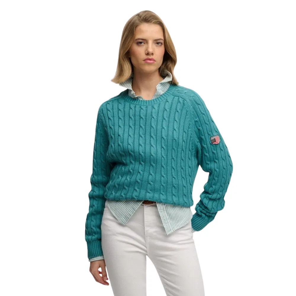 Pull en maille torsadée décontracté femme Superdry