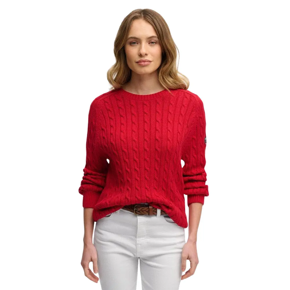 Pull en maille torsadée décontracté femme Superdry