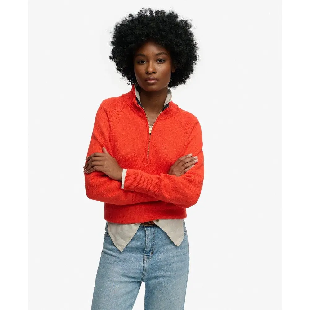 Pull demi zip en maille de coton femme Superdry Classique