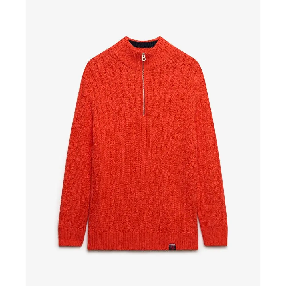 Pullover a mezza zip in maglia intrecciata casual da donna Superdry