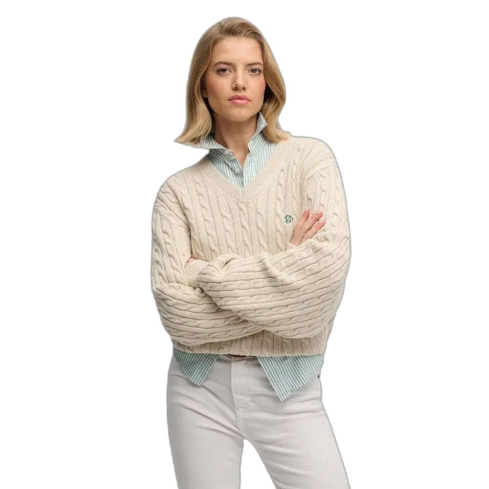 Pullover con scollo a V oversize donna Superdry