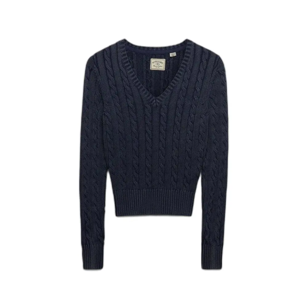 Superdry Femme Pull Cable Washed V Neck Coupe Ajustée - vue 9