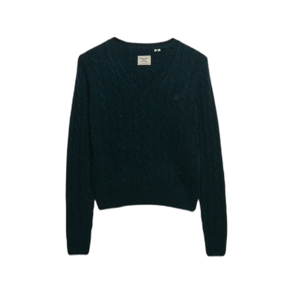 Pull col V maille torsadée mélange de laine femme Superdry