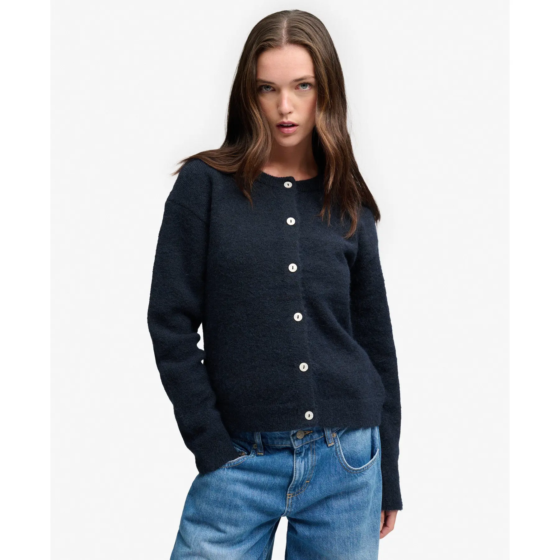 Cardigan in maglia spazzolata donna