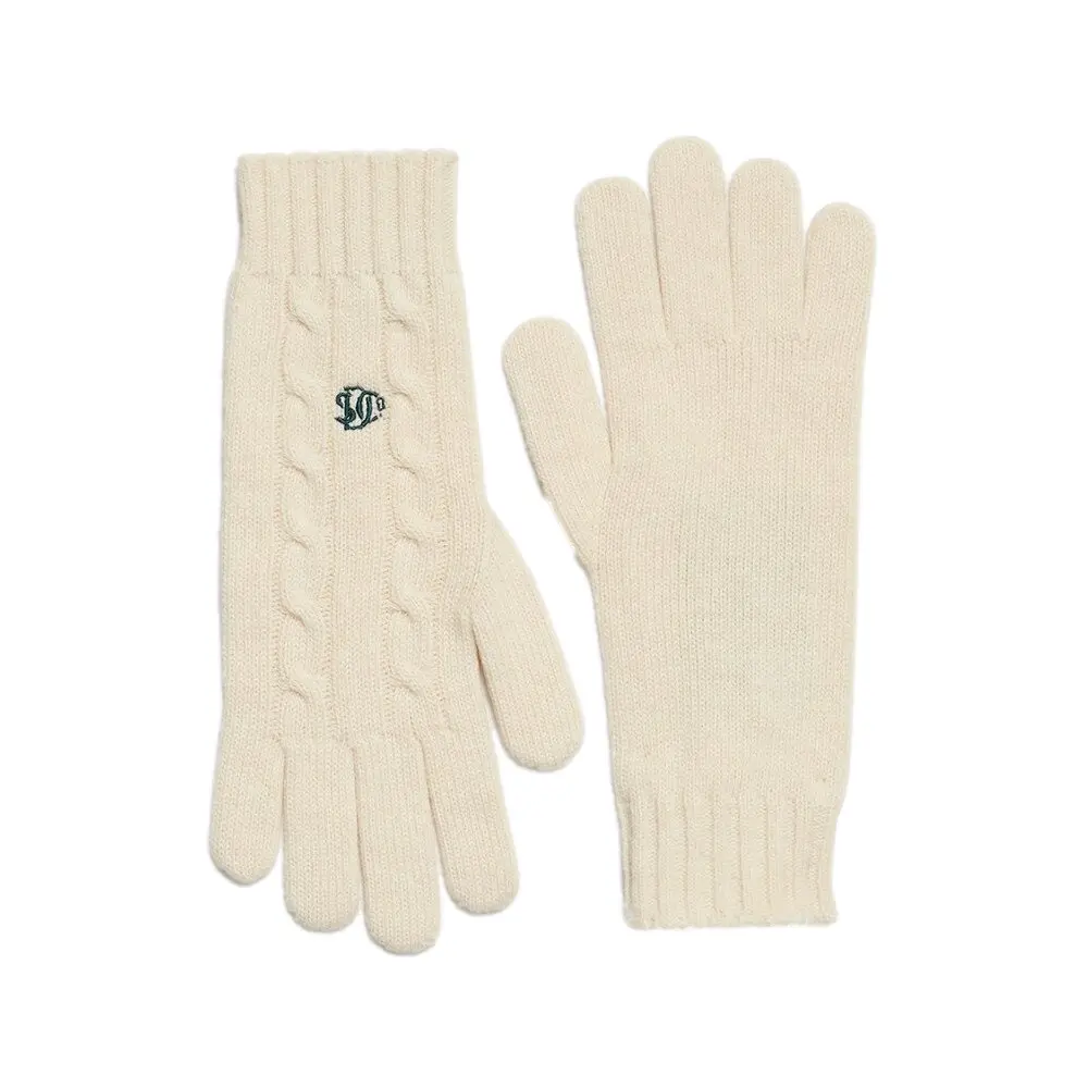 Superdry Femme Gants Premium Cable Coupe Décontractée Cream - vue 2