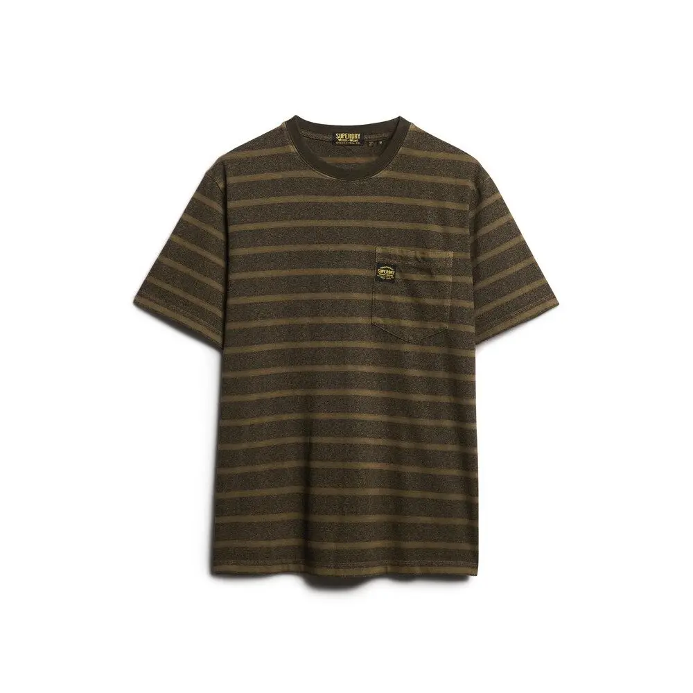 T-shirt a righe con taschino e texture Superdry