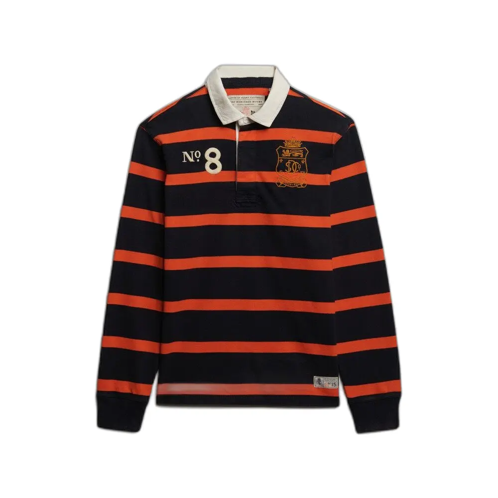 Polo manches longues double emblème à rayures Superdry Rugby
