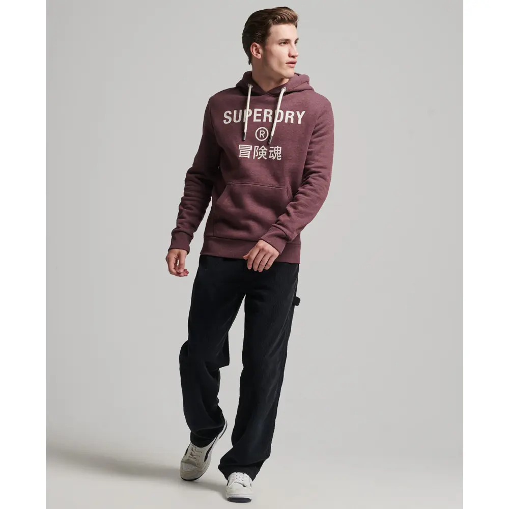 Meliertes Kapuzensweatshirt Superdry Corporation Logo